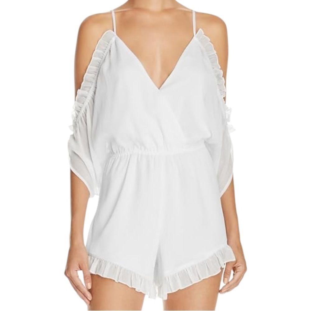 NWT Lovers + Friends Malia Shorts Romper Ivory Size Medium